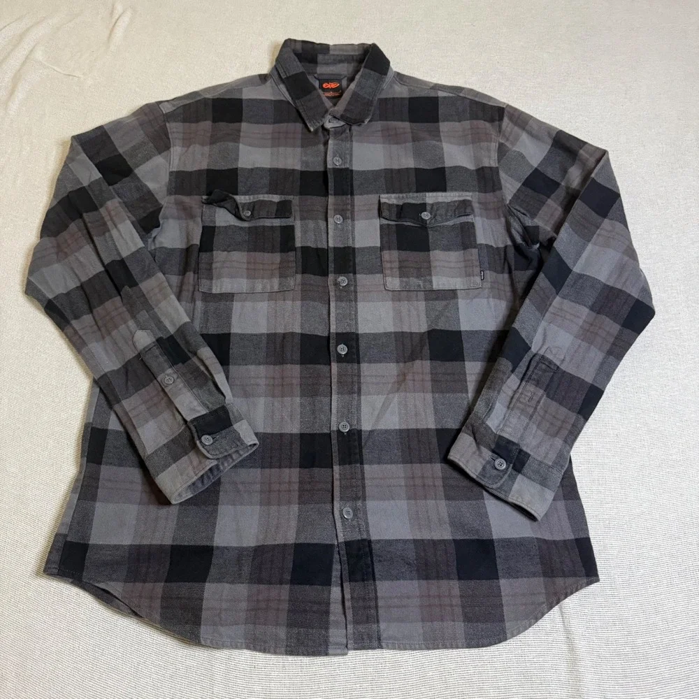 Nike 6.0 skater Flannel Shirt Mens Large Black Plaid Button Up 404546-021